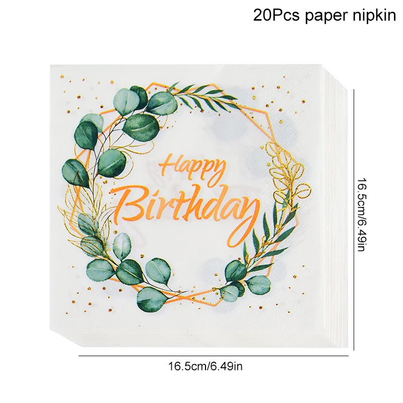Eucalyptus Disposable Tableware Set – Paper Plates, Cups & Napkins Disposable Tableware Set Babs 20pcs paper napkin