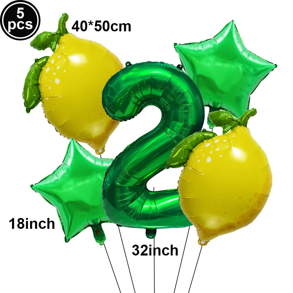Lemon Foil Balloon Set with 32" Number Balloons – Party Decor