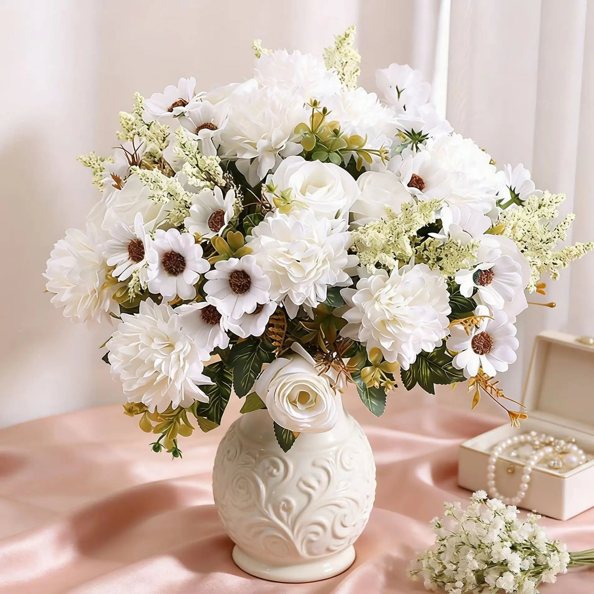 Silk Rose & Chrysanthemum Artificial Bouquet – 2/4pcs Artificial Flower Bouquet Babs