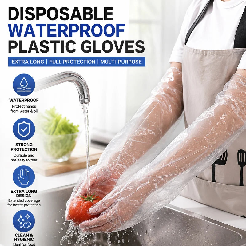 86cm Disposable Waterproof Gloves – Kitchen, Garden & Hair Dye Disposable Protective Gloves Babs