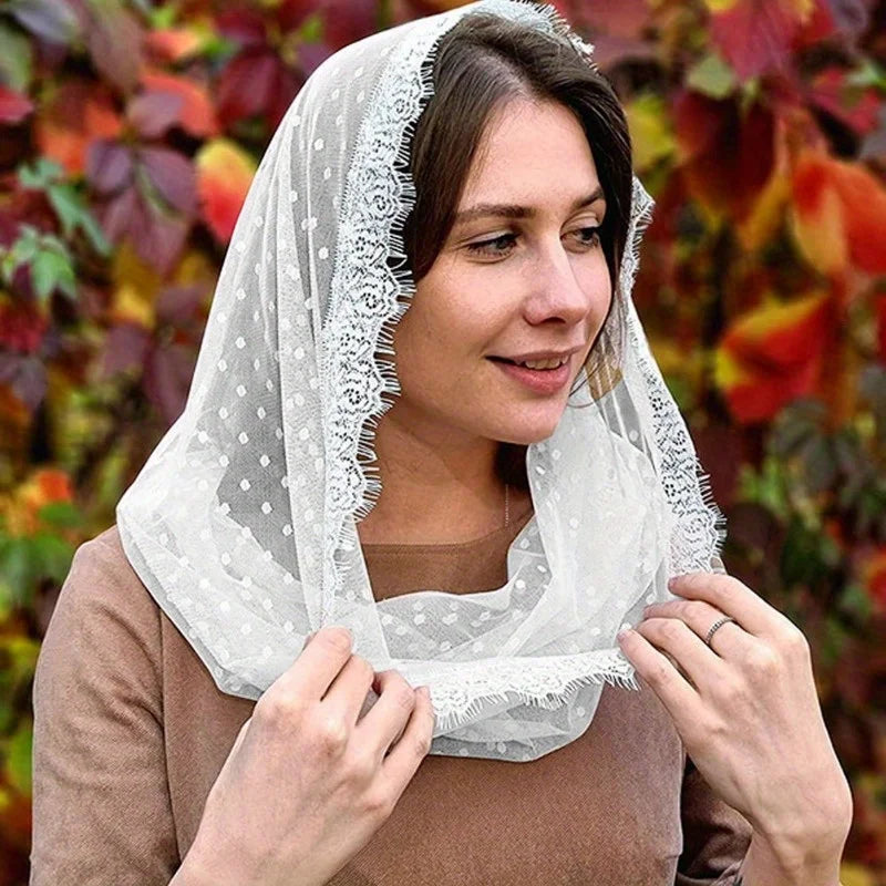 Lace Shawl Veil Head Scarf – Bridal & Church Wedding Veil Bridal Lace Veil Babs