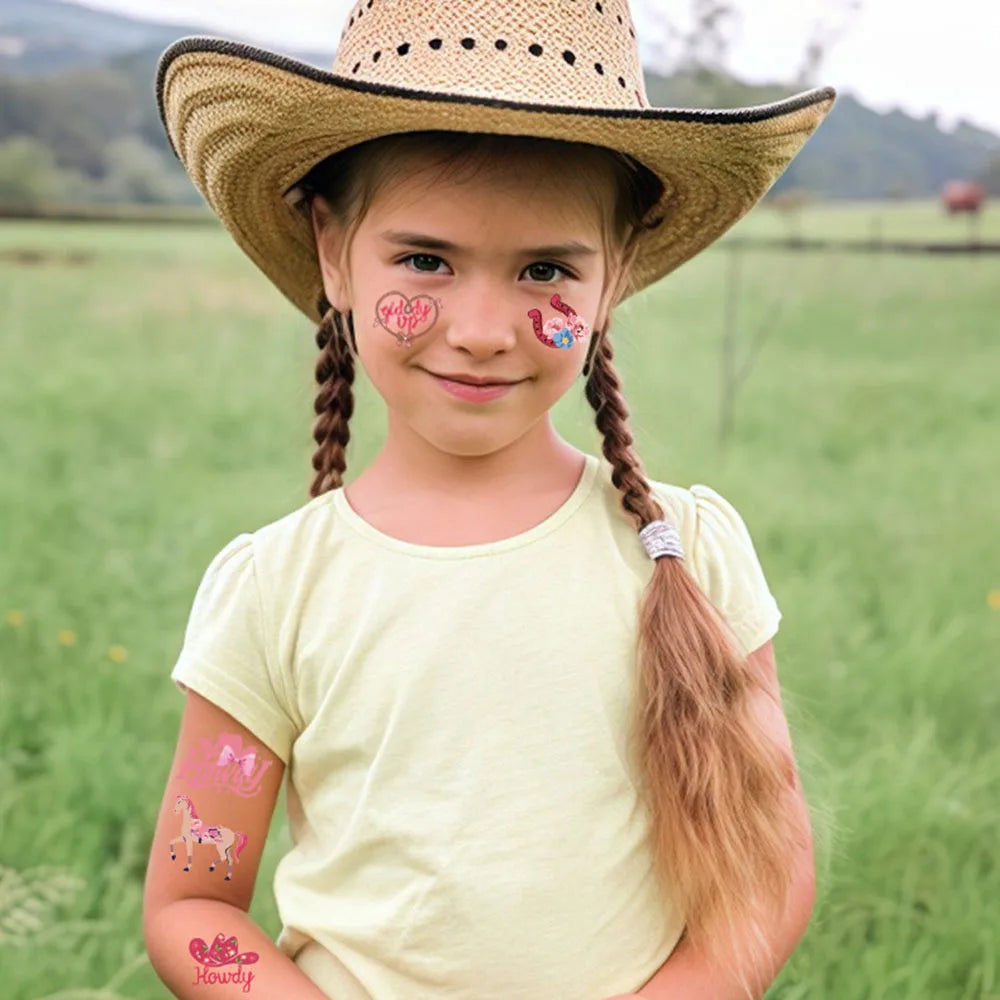 10 Sheets Cowgirl Temporary Tattoos – Western Party Favors Temporary Tattoos Babs