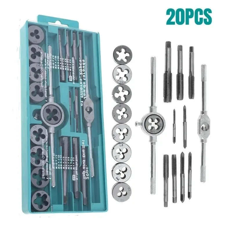 Metric Tap & Die Set 12/20Pcs – Carbide Thread Tapping Kit Tap & Die Set Babs