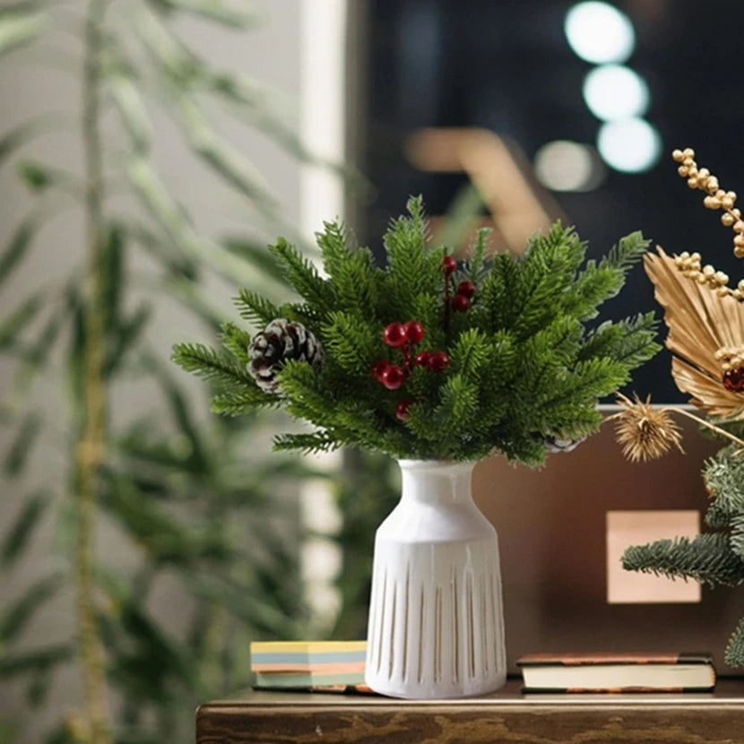 TTCY Artificial Mini Christmas Tree Branches 10/30 Pcs Artificial Plant Branches Babs