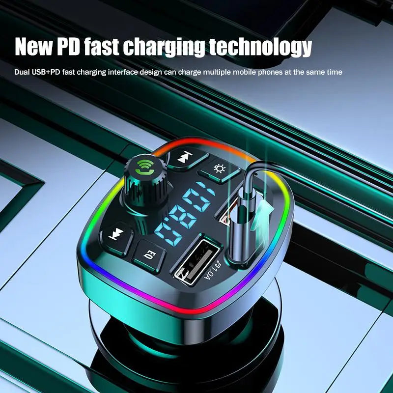 Car Bluetooth 5.0 FM Transmitter – PD 18W USB-C & Dual USB FM Transmitter Charger Babs