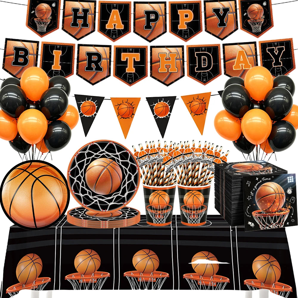 Basketball Birthday Party Supplies – Plates, Cups, Balloons & More Party Supply Set Babs
