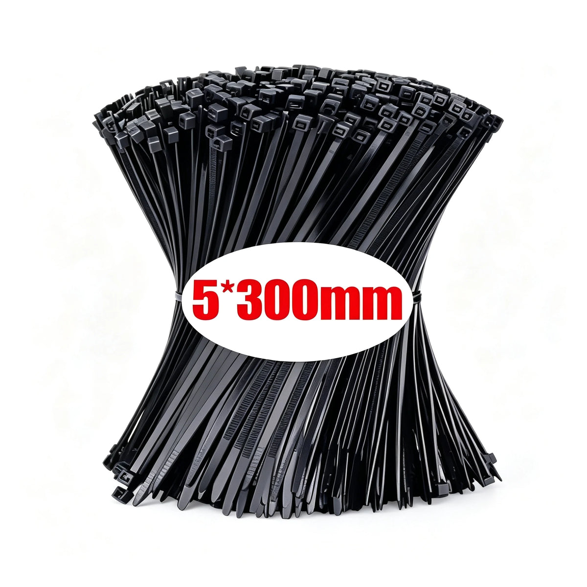 500Pcs Nylon Self-Locking Zip Cable Ties – Home & Office Nylon Cable Ties Babs Black-5x300mm 500pcs