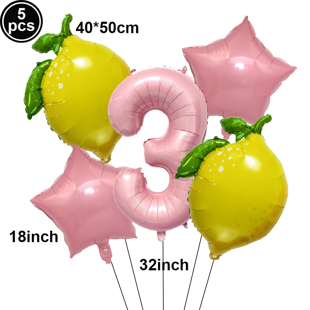 Lemon Foil Balloon Set with 32" Number Balloons – Party Decor Foil Balloon Set Babs light green as show