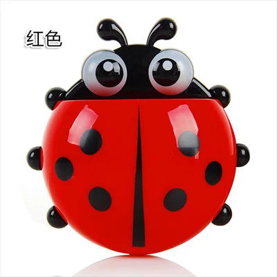2pcs Ladybug Wall-Mounted Toothbrush Holder | No-Drill Organizer Toothbrush Holder Babs Red