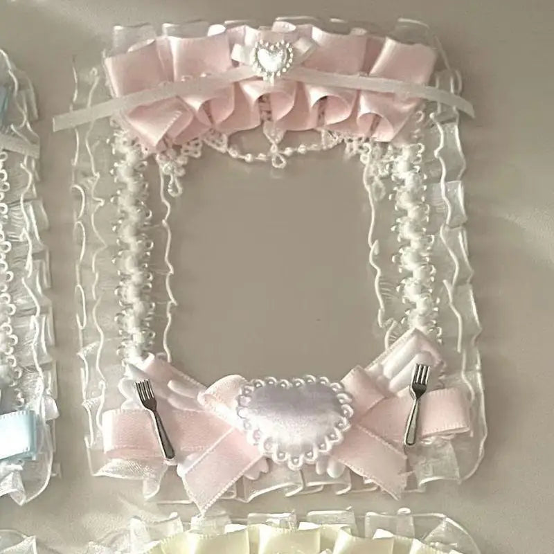 Lolita Photocard Holder – Satin Ribbon, Lace & Alloy Charms Photocard Display Holder Babs A2