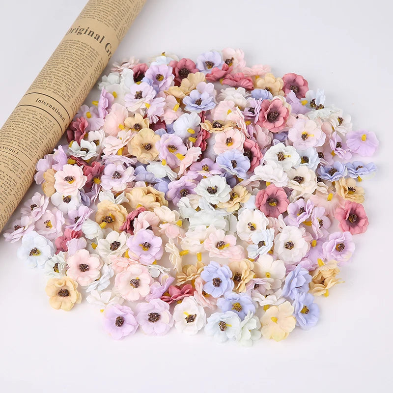 30Pcs Mini Daisy Artificial Silk Flower Heads for DIY Decor Artificial Silk Flowers Babs