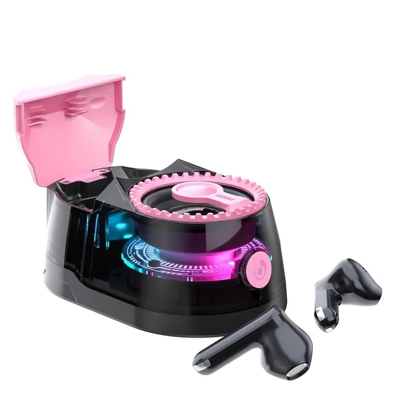 3-in-1 Bluetooth 5.4 Speaker, Wireless Earbuds & RGB Light Portable Bluetooth Speaker Babs Pink