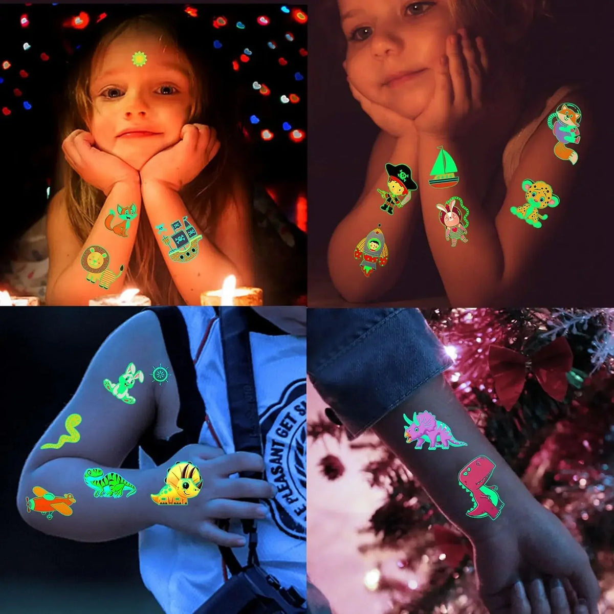 Glow in the Dark Temporary Tattoos – Kids Animal Party Stickers Temporary Tattoo Stickers Babs