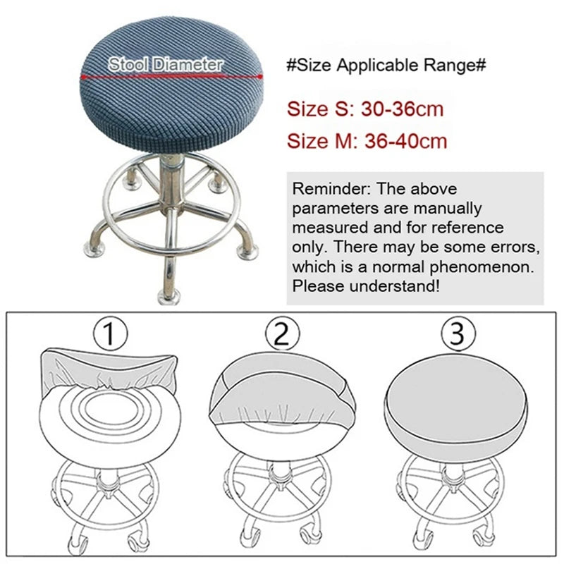 Elastic Round Stool Cover – Soft Velvet, Removable & Washable Stool Seat Cover Babs