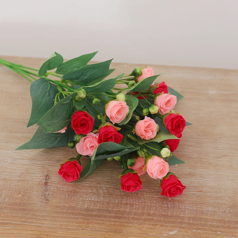 Silk Rose Artificial Flower Bouquet | Wedding & Home Décor Artificial Silk Flowers Babs Rose Red