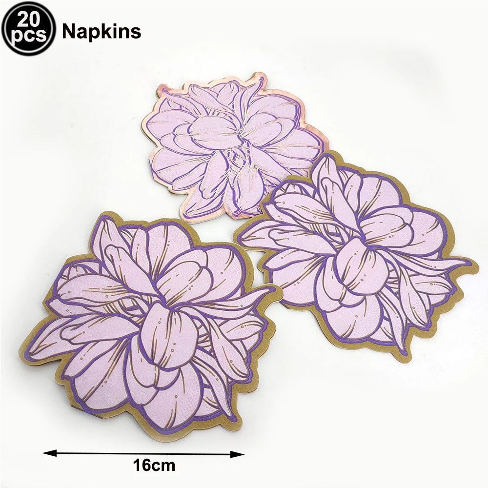 Flower Shaped Paper Napkins Daisy Lotus Blossom Party Decor Decorative Paper Napkins Babs Fluorescence Yellow 40pcs