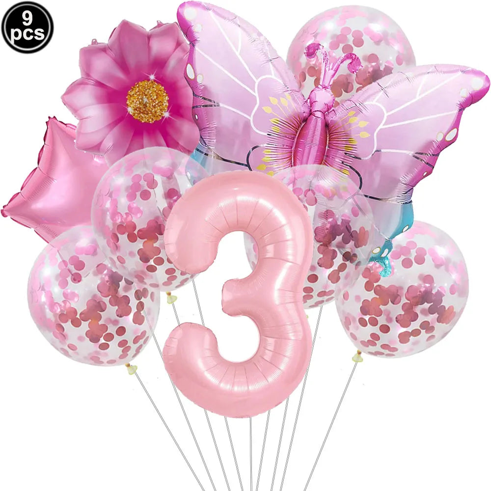 Butterfly Party Supplies Set – Plates, Cups & Foil Balloons Party Tableware Set Babs DARK GRAY As pictures show