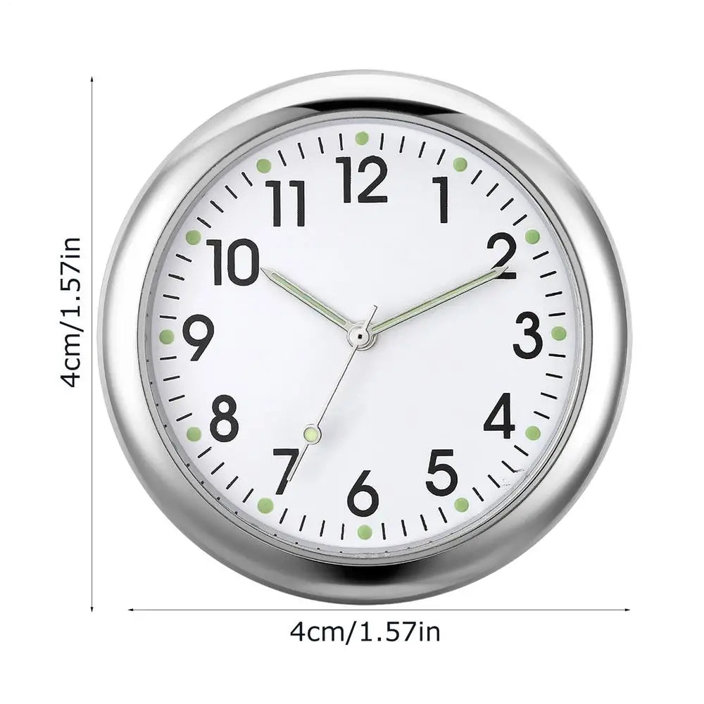 Mini Glow Stick-On Car Dashboard Clock – Quartz Analog Watch Car Dashboard Clock Babs White
