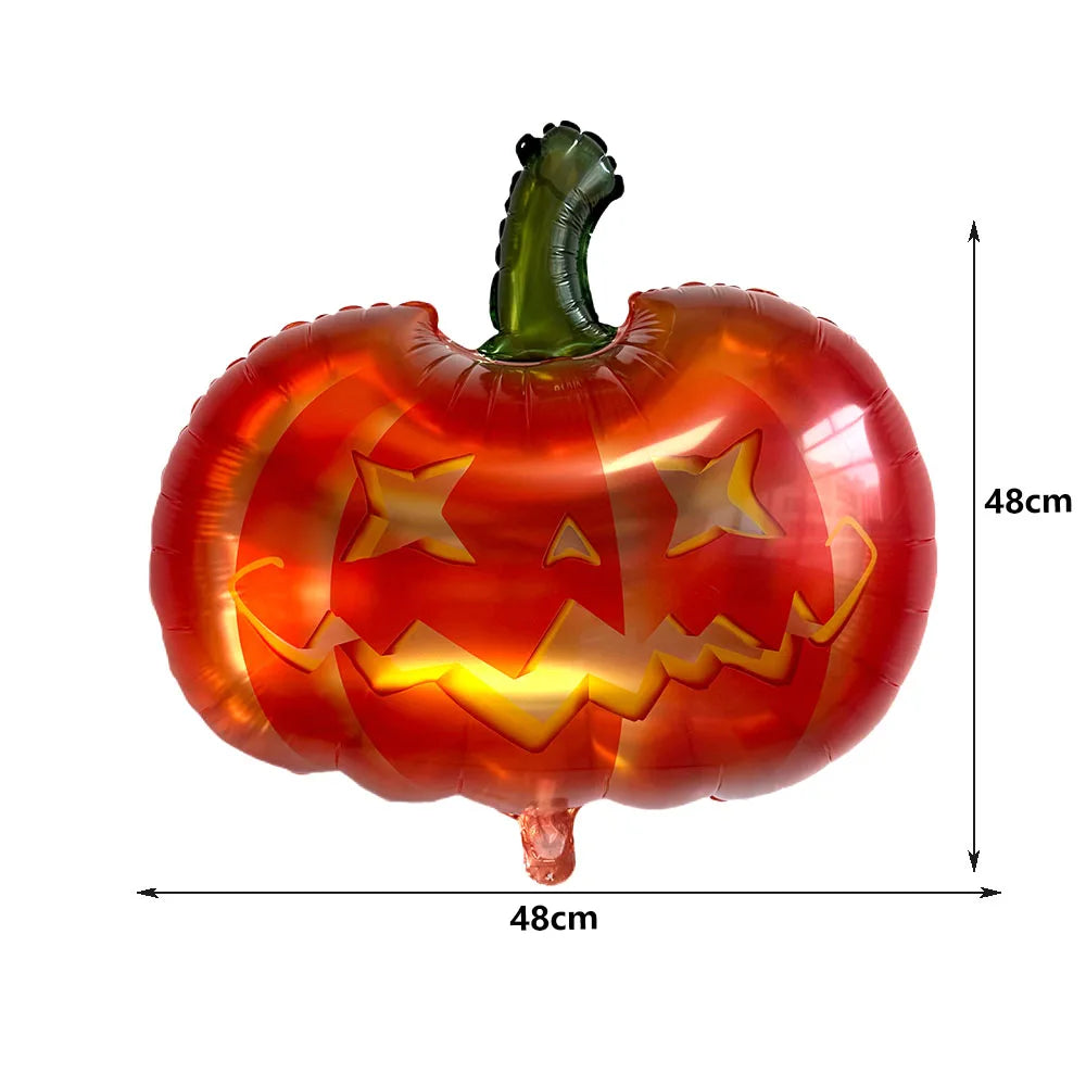 Halloween Foil Balloons Set – Pumpkin Ghost Bat Fringe Curtain Halloween Balloon Set Babs Light Grey As pictures show