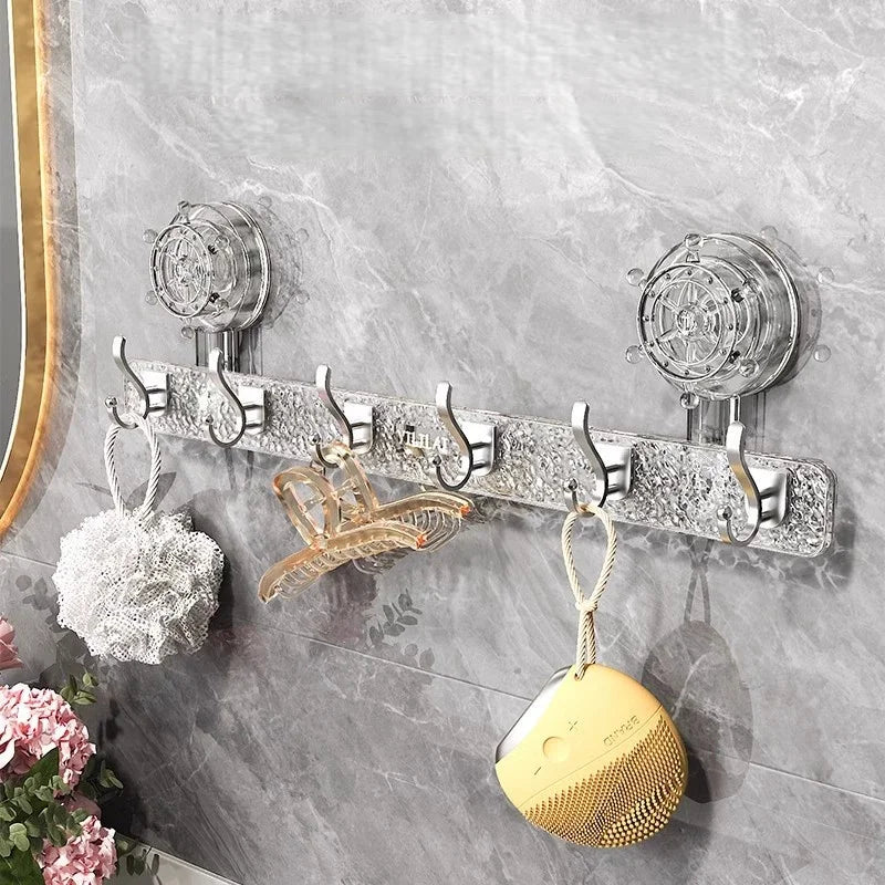 6-Hook Suction Cup Towel Holder – No-Drill Bathroom Bar Suction Towel Holder Babs