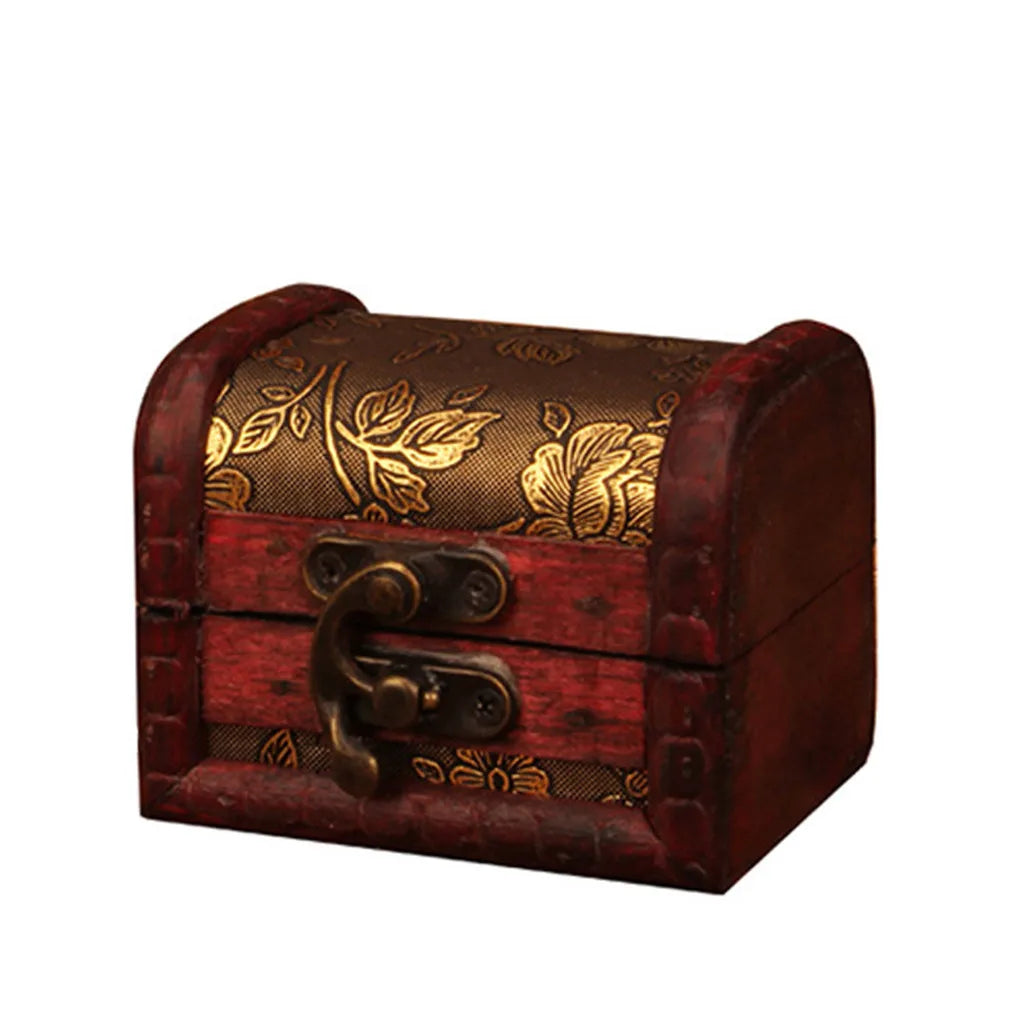 Chinese Vintage Wooden Jewelry Box with Lock | Ring & Earring Storage Wooden Jewelry Box Babs