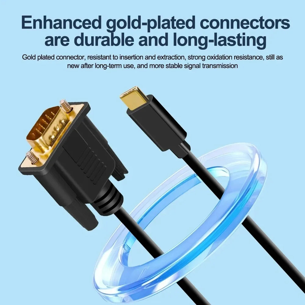 USB-C to VGA & DVI Adapter Cable – 1080P HD Converter Video Adapter Cable Babs