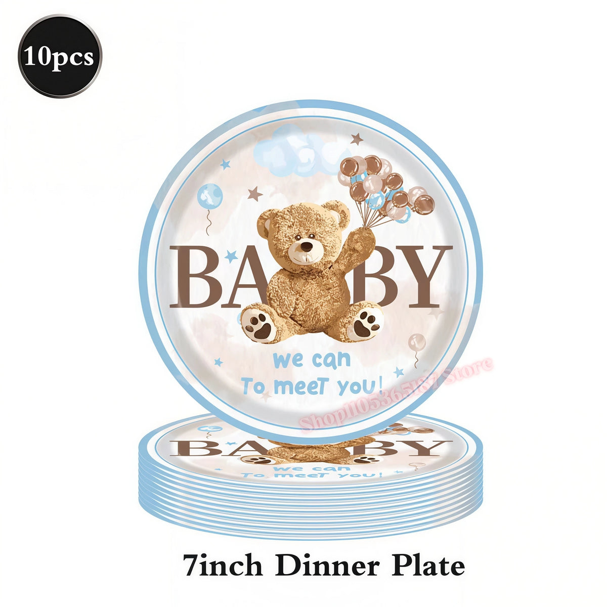Bear Birthday Party Decoration Set – Plates, Napkins & Banner Party Decoration Set Babs 10pcs 7inch Plates others