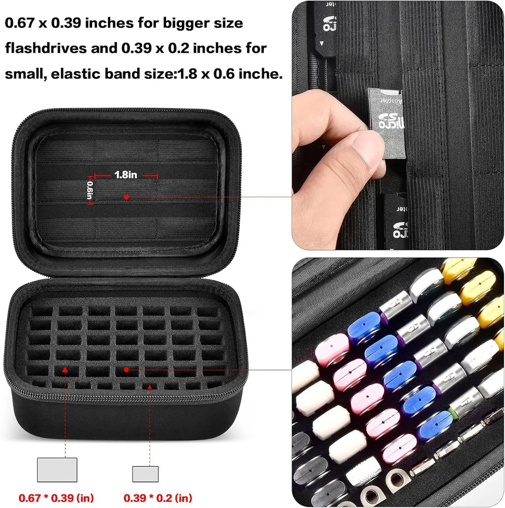 USB Flash Drive Case – 44 Slots + 9 SD Card Slots, EVA Bag USB Drive Case Babs
