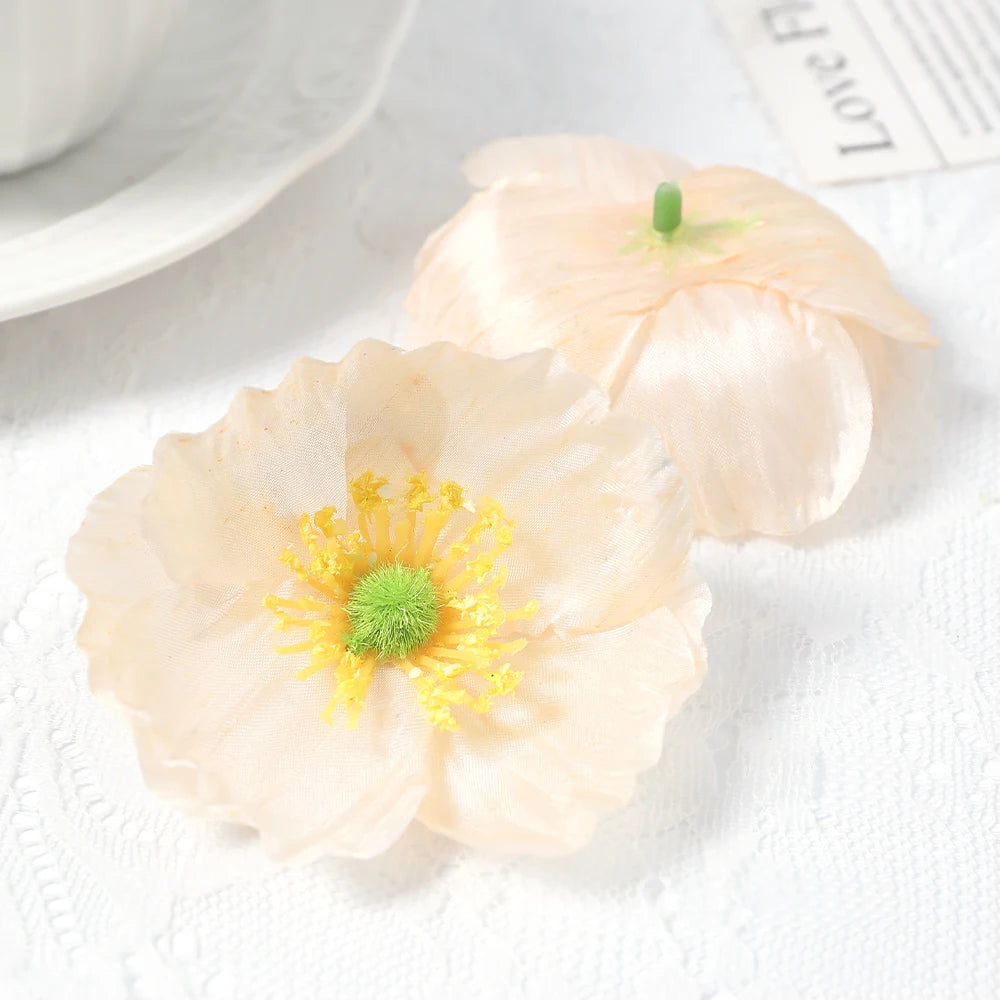 Silk Rose Flower Heads 10/20 Pcs – Wedding & DIY Decor Artificial Flower Heads Babs Milk White 20Pcs