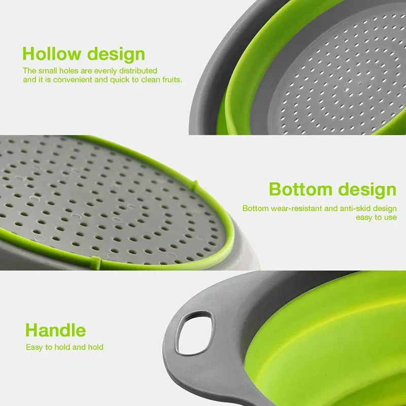 Collapsible Silicone Colander Basket – Fruits & Vegetables Collapsible Colander Babs