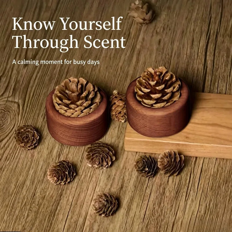 Pine Cone Wood Essential Oil Diffuser – No-Fire Aroma Decor Wood Aroma Diffuser Babs