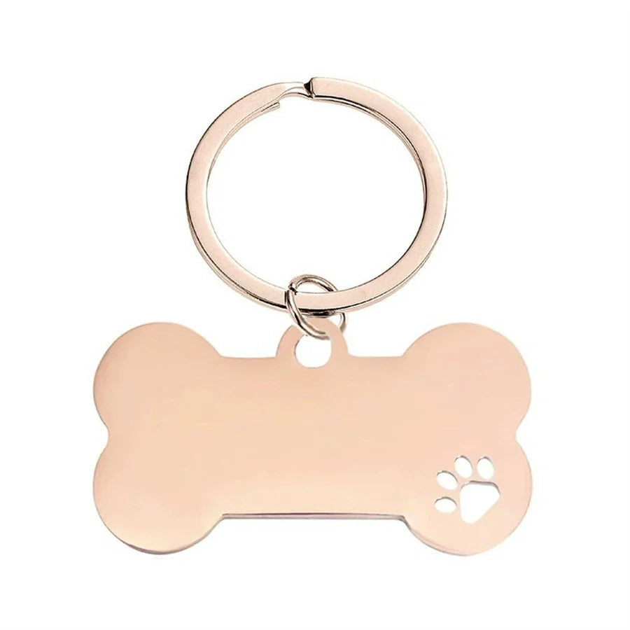 Personalized Pet Bone Pendant Metal Keychain – Engraved Dog Tag Pet Tag Keychain Babs