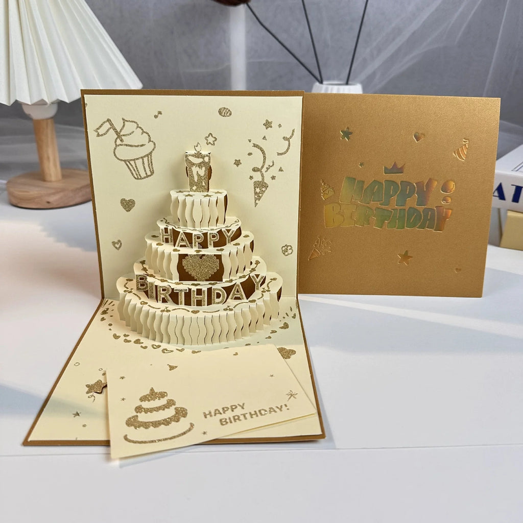 3D Pop-Up Handmade Greeting Cards with Envelopes Pop-Up Greeting Card Babs golden
