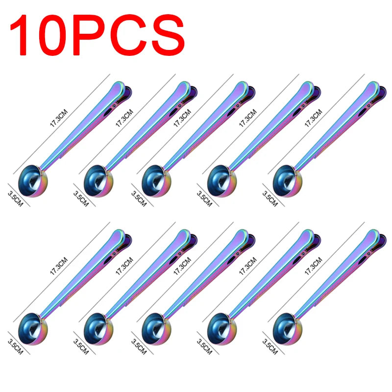 Stainless Steel Coffee Measuring Spoon with Clip | Barista Scoop Coffee Measuring Spoon Babs 10pcs Multiple