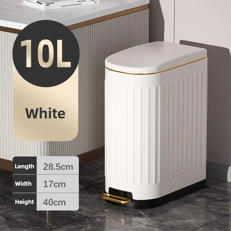 Stainless Steel Foot Pedal Trash Can with Lid – 10L Modern Foot Pedal Trash Can Babs 10L White