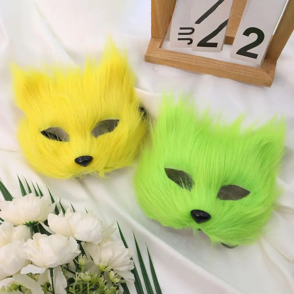 Realistic Plush Cat Half Face Mask – Halloween Costume Halloween Costume Mask Babs