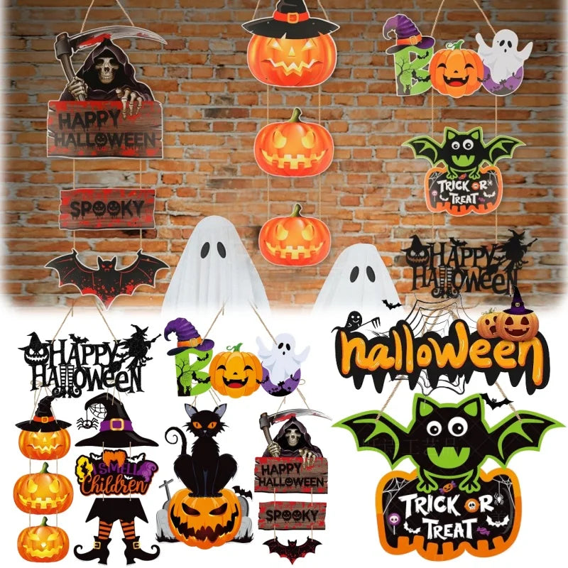 Halloween Pumpkin Door Hanger – Rustic Spooky Wall Plaque Halloween Door Hanger Babs