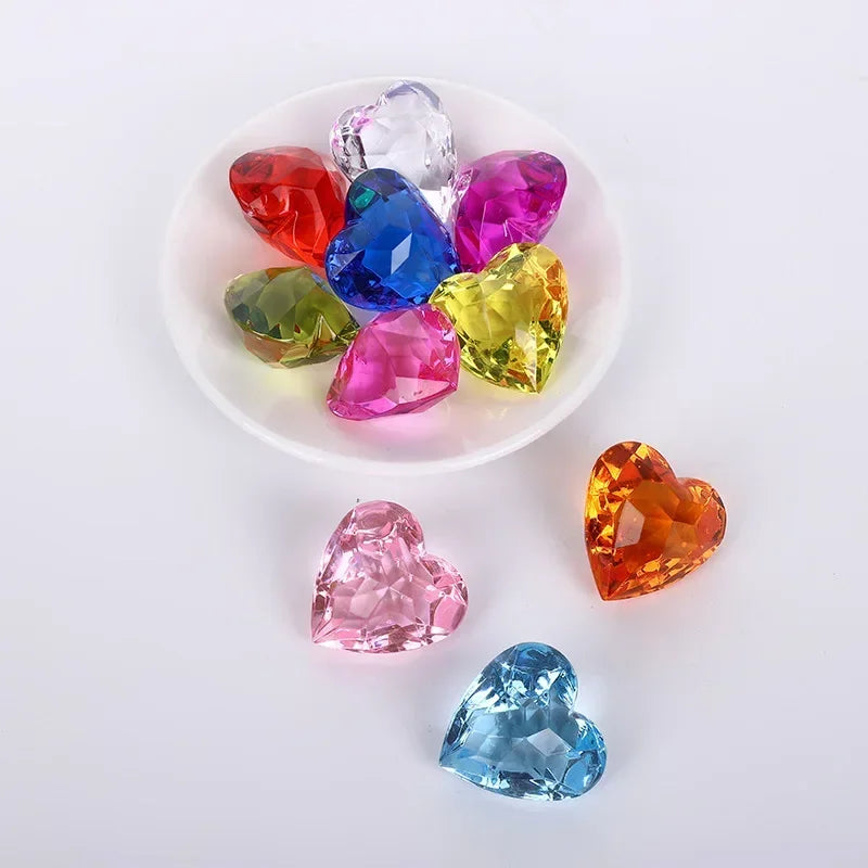 20pcs Acrylic Crystal Heart Gems – Wedding Décor & Kids Gift Decorative Gem Set Babs
