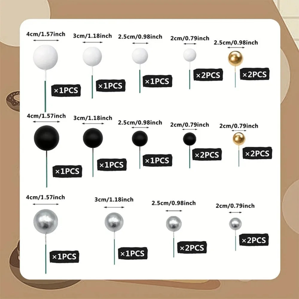 20/30Pcs Gilded Foam Ball Cake Decorations – Birthday & Wedding Cake Decoration Set Babs Mix 8-20Pcs