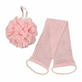 Exfoliating Back Scrubber & Bath Towel Set with Bath Flower Bath Scrubber Set Babs Pink