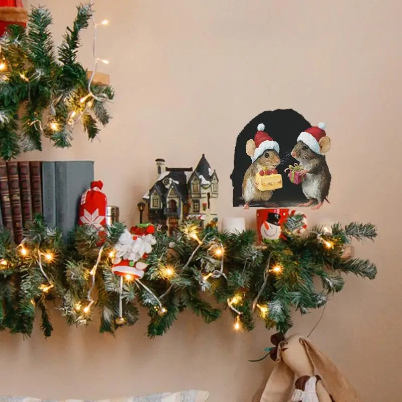 Christmas Mouse Hole Wall Stickers – Cute Xmas Home Decor Christmas Wall Sticker Babs B