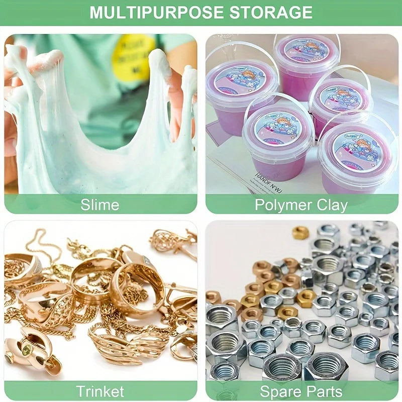 10-Pack Clear Slime Containers with Lids & Handles | DIY Slime Storage Containers Babs