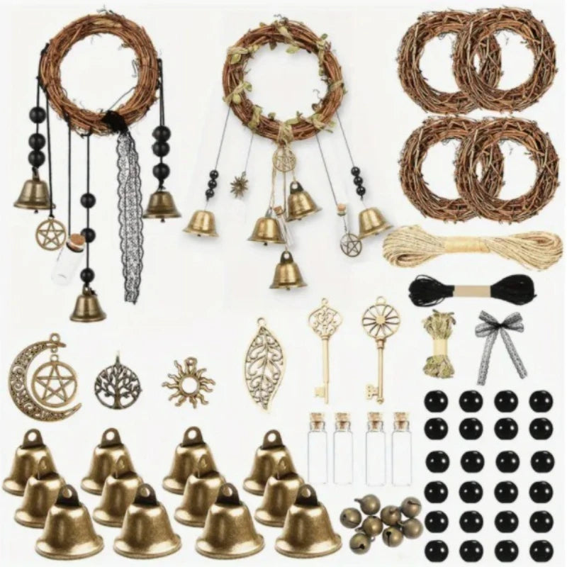 63-Piece Halloween Witch Clock Set | Gothic Wind Chimes & Decor Halloween Decor Set Babs Multi-Colored