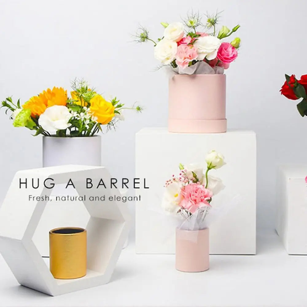 Round Cardboard Flower Gift Box – Hug Bucket for Roses & Events Flower Gift Box Babs