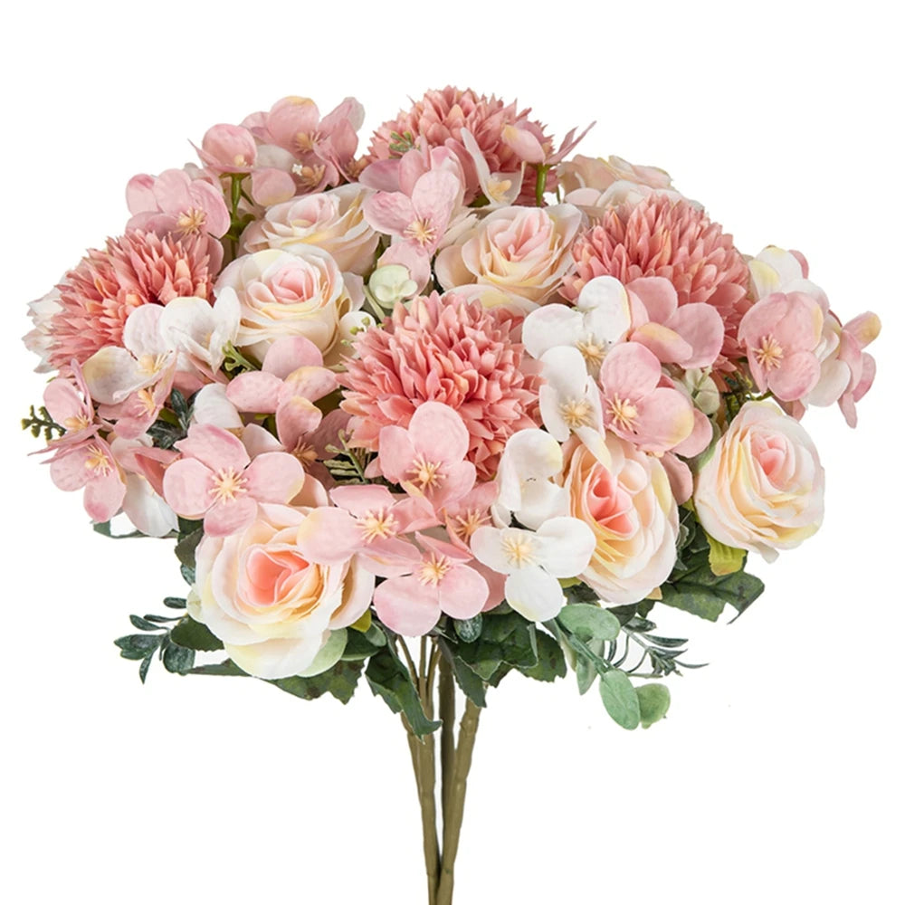 Silk Rose & Chrysanthemum Artificial Bouquet | Wedding & Home Artificial Silk Flowers Babs
