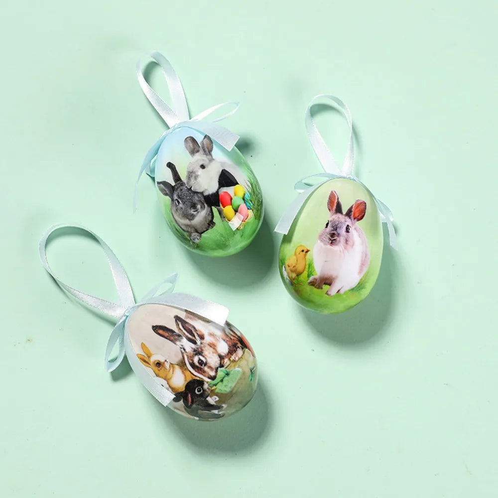 Painted Foam Easter Eggs DIY Pendants – Colorful Set of 3 Easter Egg Ornaments Babs Style B