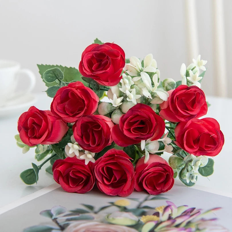 Silk Artificial Rose Bouquet 10-Head Wedding & Home Decor Artificial Flower Bouquet Babs