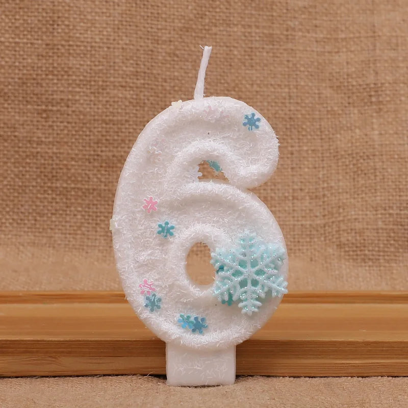 Glitter Snowflake Number Candles 0-9 Birthday Cake Topper Birthday Cake Candles Babs 6
