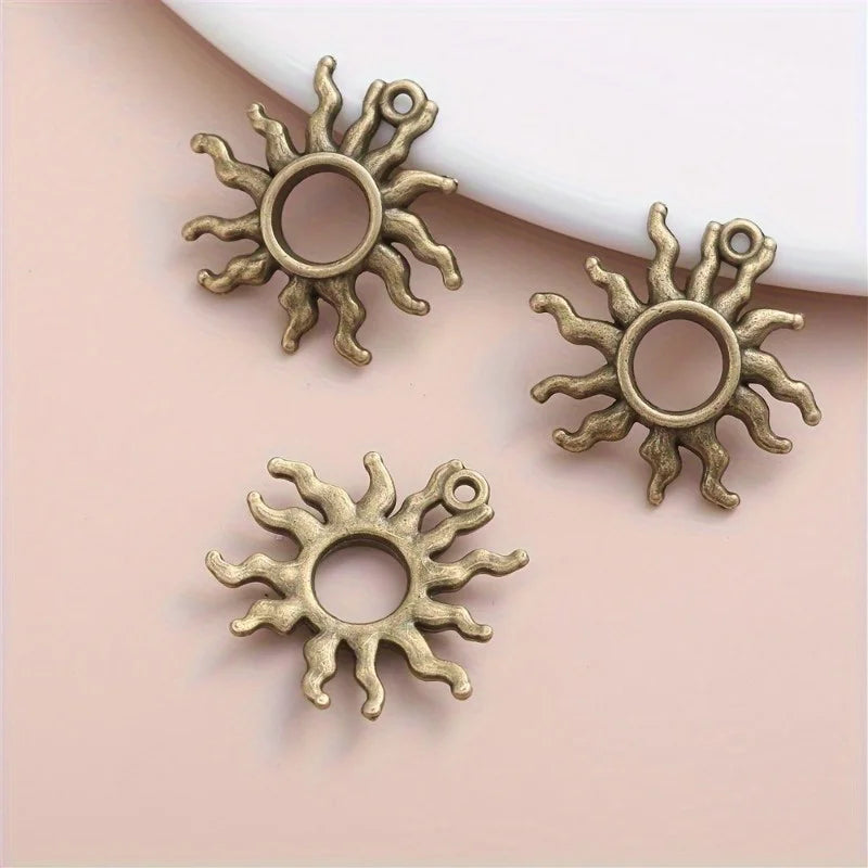 10pcs Metal Sun Pendants for DIY Necklace & Earring Making Jewelry Making Charms Babs