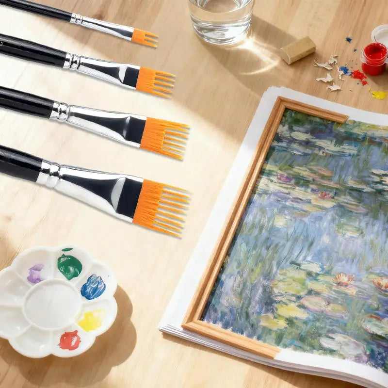4Pcs Serrated Paintbrush Set – Watercolor, Oil & Acrylic Art Art Paintbrush Set Babs